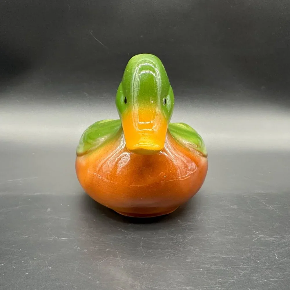 Vintage Duck Planter Catch All Caddy Green Brown Lodge Cabin Decor Ceramic Retro